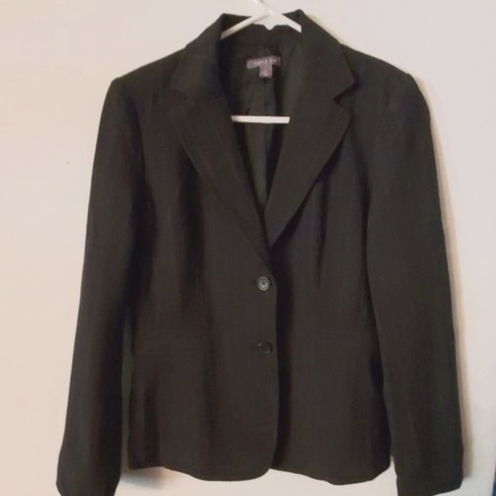 Apt 9 Stretch Pinstripe Single Breasted Two Button Blazer Charcoal Gray 6